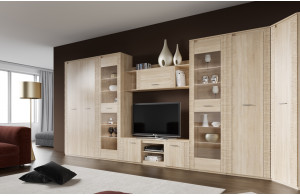 Гостиная Элана от МебельГрад, комплектация 3, цвет Бодега белая